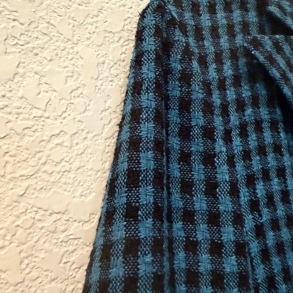 Romeo Gigli 100% Silk Gingham Blazer Blue Black Italian Designer Jacket 42 Small - Picture 6 of 15